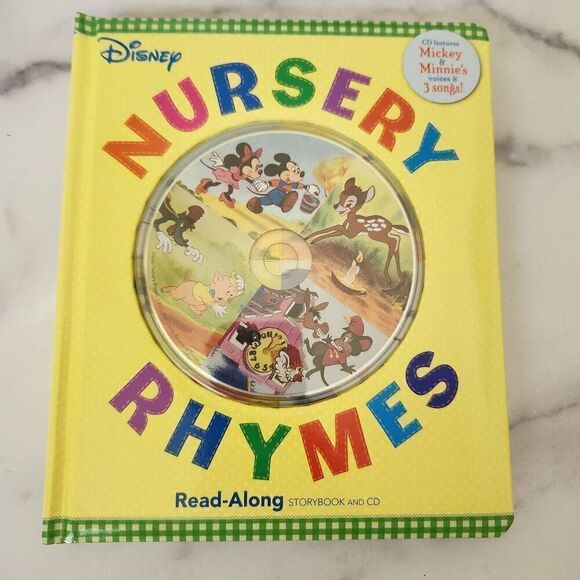 Disney Nursery Rhymes yellow hardback book cd sing along - Picture 1 of 5